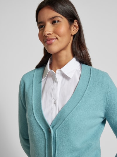 Fynch-Hatton Regular Fit Cardigan aus Wolle mit V-Ausschnitt Aqua 3