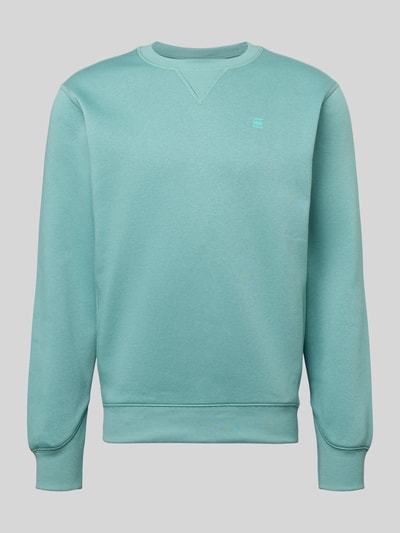 Produktfoto, Sweatshirt mit Rundhalsausschnitt und Label-Stitching von G-Star Raw in Hellblau, Baumwoll-Mix, Regular Fit, glatte Textur