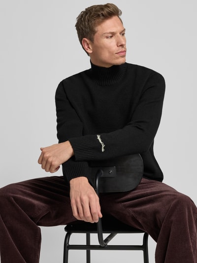 Jack & Jones Gebreide pullover met ribboorden, model 'NORREBRO'' Zwart - 3