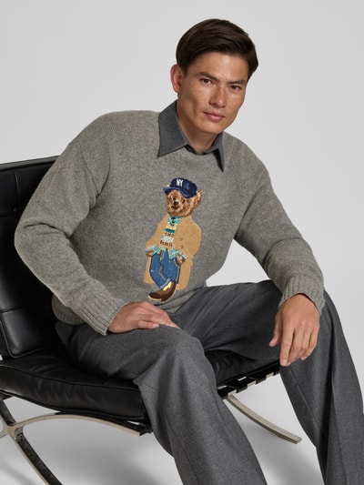 Polo Ralph Lauren Regular Fit Pullover mit Polo-Bear-Motiv Hellgrau 3