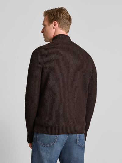 JAKE*S STUDIO MEN Gebreid vest met opstaande kraag Donkerbruin - 5