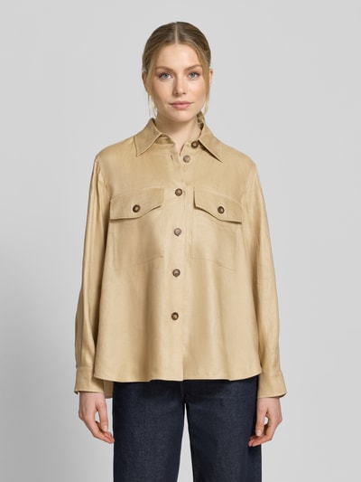 Weekend Max Mara Rozkloszowana koszulowa kurtka z czystego lnu model 'POMPOSA' Piaskowy 4
