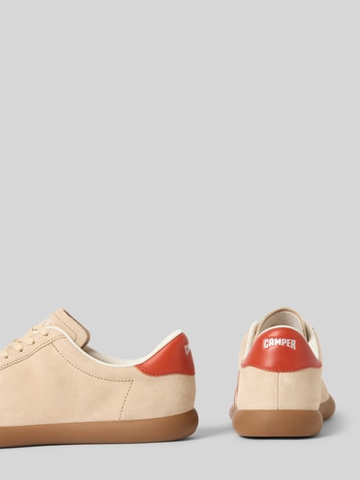 Productfoto, Sneaker uit echt leer Model 'Soller' van Camper in beige met afgeronde pasvorm, logodetail, hakhoogte maat 44: 2 cm, schachthoogte maat 44: 8 cm, schachtbreedte maat 44: 12 cm