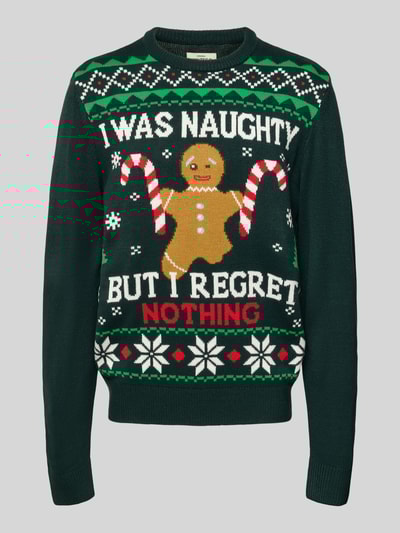 Montego Strickpullover mit gerippten Abschlüssen Dunkelgruen 2