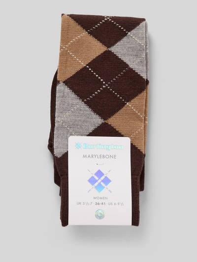 Burlington Kniekousen met argyleprint, model 'Marylbone' Donkerbruin - 3