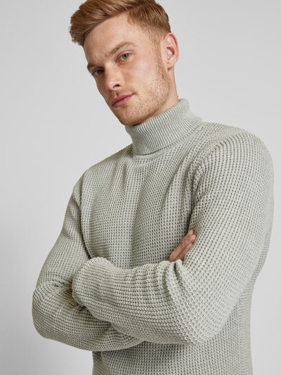 Jack & Jones Premium Coltrui met labeldetail, model 'VIGGO' Rietgroen - 3