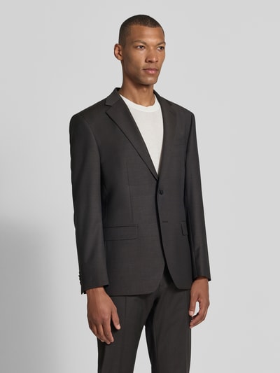 HECHTER PARIS Slim Fit Sakko mit Pattentaschen Modell 'Birdseye' Dunkelbraun 4