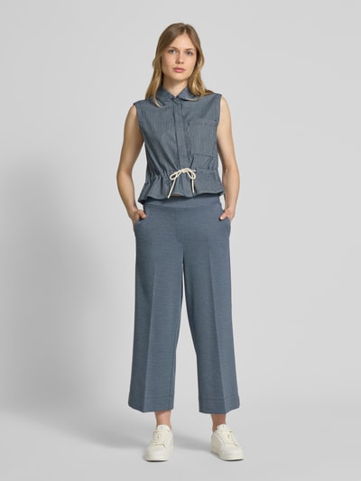 OPUS Wide leg stoffen broek met elastische band, model 'Misha' Marineblauw - 1