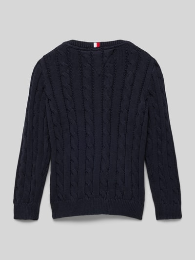 Tommy Hilfiger Teens Strickpullover mit gerippten Abschlüssen Marine 3