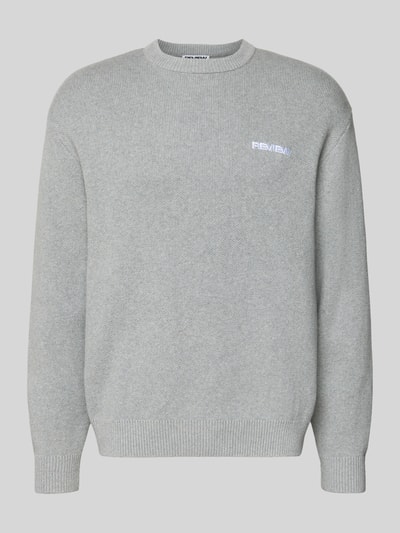 REVIEW Gebreide pullover met labelstitching Lichtgrijs gemêleerd - 2