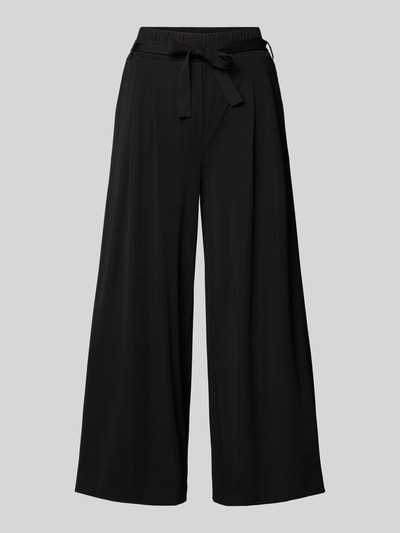comma Spodnie materiałowe z szerokimi nogawkami i wiązanym paskiem Czarny 2