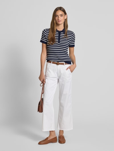 Tommy Hilfiger Regular Fit Strickshirt mit Zopfmuster Marine 1