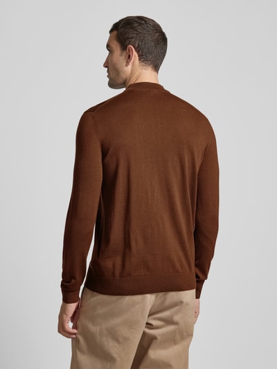 JOOP! Collection Gebreide pullover van scheerwol met opstaande kraag, model 'Davide' Hazelnoot - 5