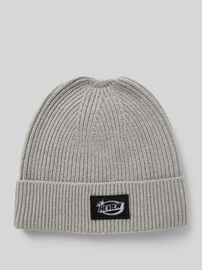 REVIEW Beanie mit Label-Detail Hellgrau Melange 1