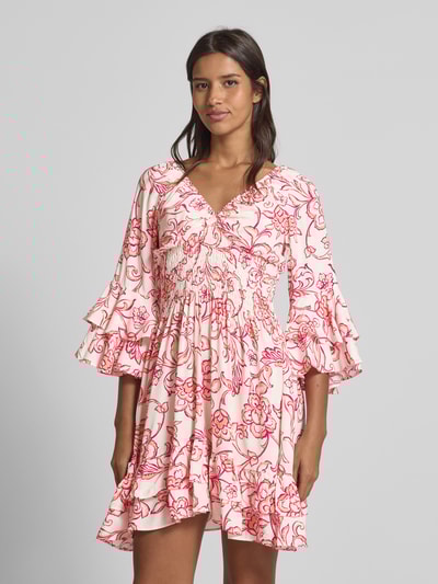 Apricot Minikleid mit Volants Koralle 4