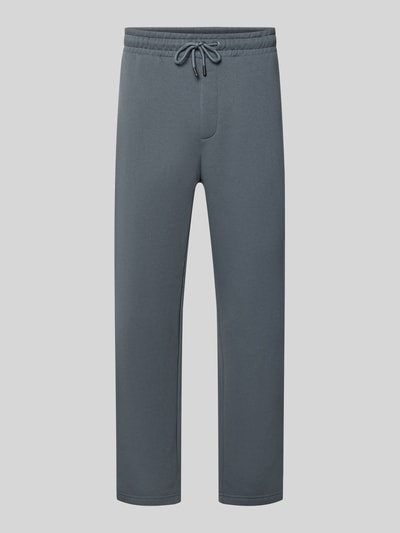 Produktfoto, gerade geschnittene graublaue Straight Fit Sweatpants Modell 'BRADLEY' von JACK & JONES, Baumwoll-Mix, elastischer Bund mit Tunnelzug, Innenbeinlänge 77 cm bei Größe M