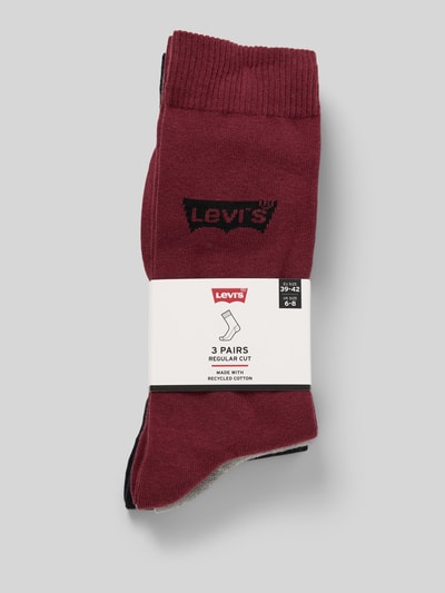 Levi's® Sokken met logostitching in een set van 3 paar, model 'Regular' Bordeaux - 3