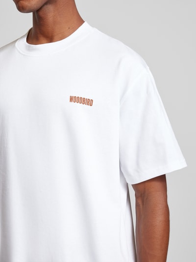 WOODBIRD T-Shirt mit Label-Stitching Modell 'Baine' Weiss 3