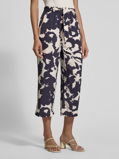 comma Straight Leg Stoffhose mit Bindegürtel Marine 4