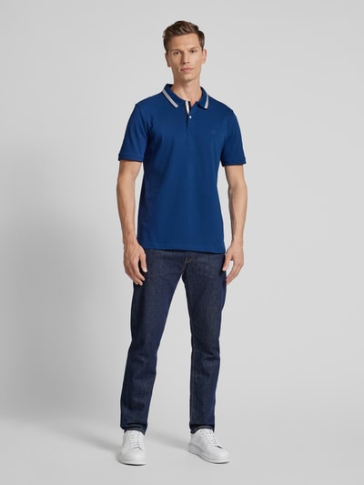 Fynch-Hatton Regular Fit Poloshirt mit Kontraststreifen Dunkelblau 1