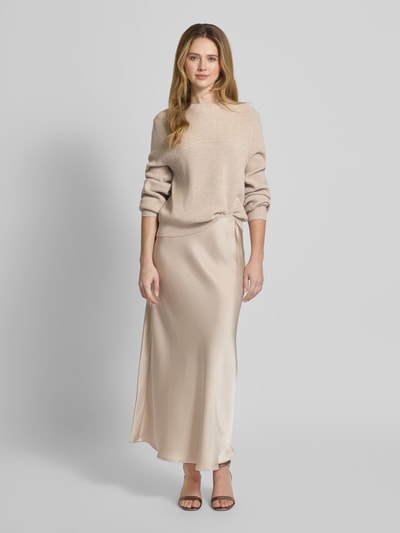 Christian Berg Woman Oversized Strickpullover aus Viskose-Mix mit Rundhalsausschnitt Metallic Beige Melange 1