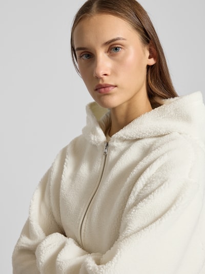 Pieces Regular Fit Teddyfelljacke mit Kapuze Modell 'OVA' Offwhite 3
