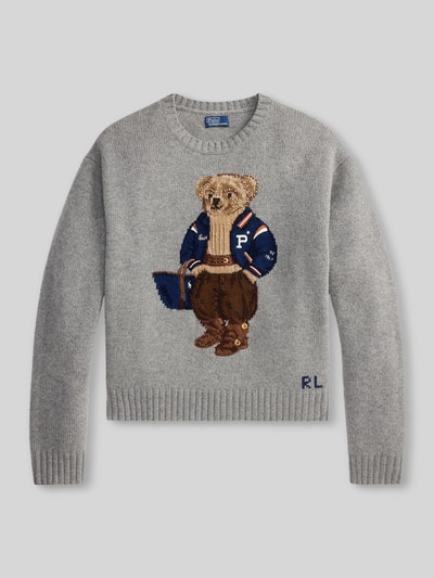 Polo Ralph Lauren Regular fit pullover van mix van wol en kasjmier met Polo-Bear-motief Grafiet - 2