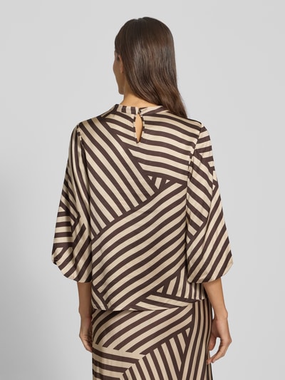 comma Bluse mit Rundhalsausschnitt Beige 5