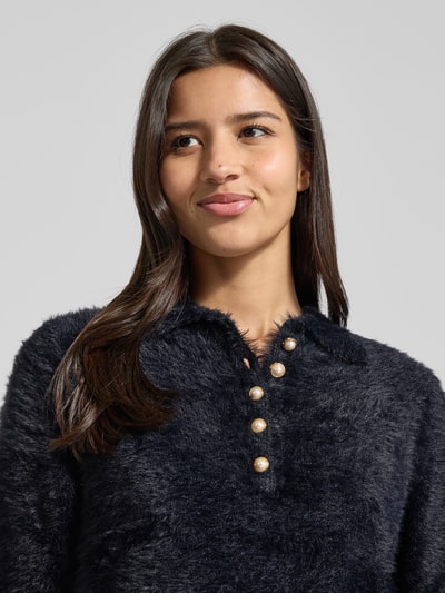 Christian Berg Woman Strickpullover mit 1/2-Arm und Knopfleiste Black 3