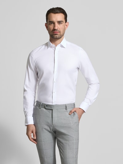 OLYMP Level 5 Slim Fit Business-Hemd mit Strukturmuster und Kentkragen Weiss 4