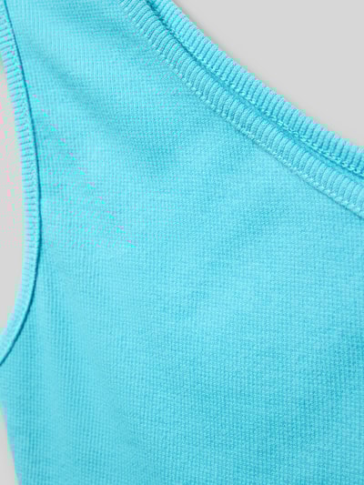 Blue Effect Top z prążkowanymi wykończeniami Turkusowy 2