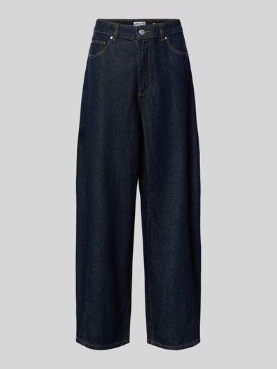 Productfoto, donkerblauwe katoendenim Barrel Jeans uit één stuk, lichte structuur, Barrel Jeans aus reiner Baumwolle Modell 'BillysBRaw' van Jake*s Casual