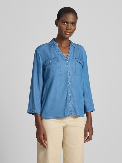 VERO MODA Bluzka jeansowa o kroju loose fit z czystego lyocellu model 'BREE' Jeansowy niebieski 4