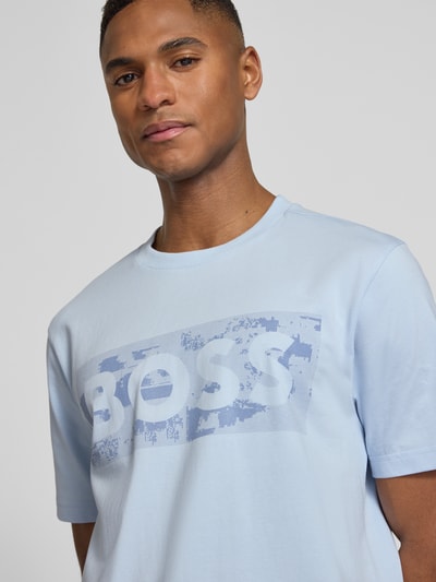 BOSS Green Regular Fit T-Shirt aus Baumwoll-Mix Modell 'TS_GLOBE LOGOPATTERN' Aqua 3