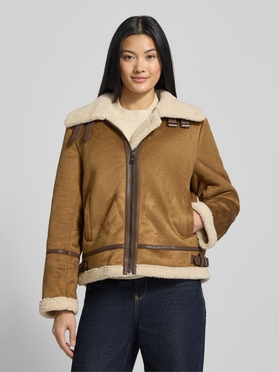 Lauren Ralph Lauren Kurtka o kroju regular fit z imitacji skóry z obszyciem z imitacji futra Camel 4