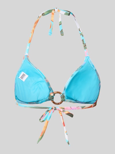 Productfoto, Bikini-Oberteil in allover-print Modell 'MINEW MOOREA' van Banana Moon, turquoise, stretchmateriaal, aansluitende fit, nekband, vetersluiting