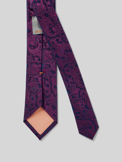 Monti Zijden stropdas met paisleymotief Aubergine - 2