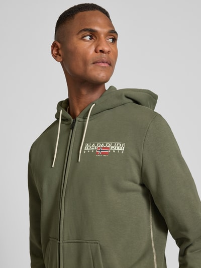 Napapijri Sweatjacke mit Kapuze und Känguru-Tasche Modell 'AYLMER' Oliv 3