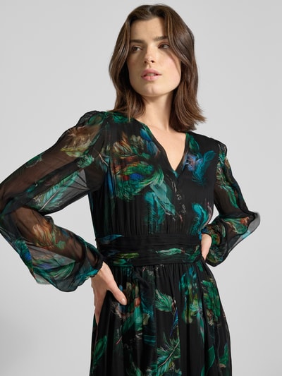 Marc Cain Maxi-jurk met V-hals en tailleband Donkergroen - 3