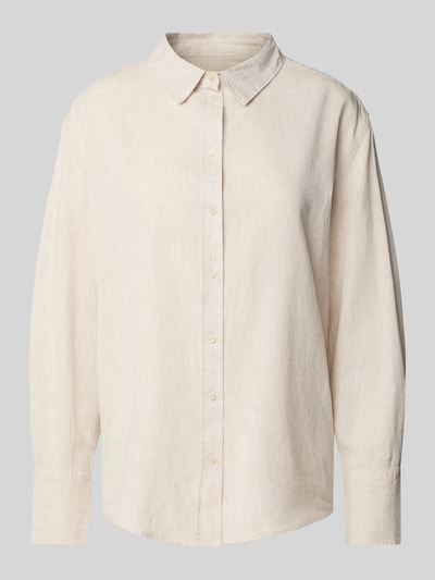 Gina Tricot Regular fit overhemdblouse van linnen met doorknoopsluiting Camel - 2