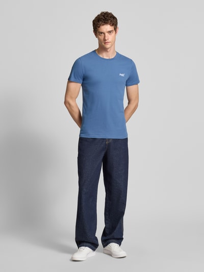 Superdry T-shirt met labelstitching Oceaanblauw - 1