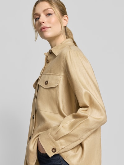 Weekend Max Mara Rozkloszowana koszulowa kurtka z czystego lnu model 'POMPOSA' Piaskowy 3