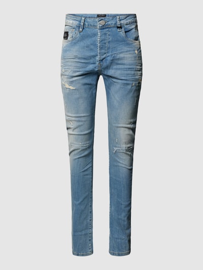ELIAS RUMELIS Slim fit jeans in used-look, model 'Noel' Blauw - 2