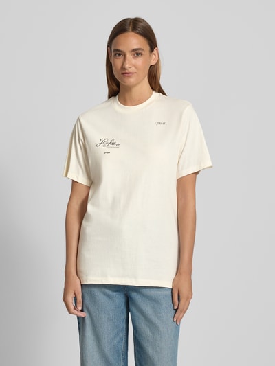 HUGO Regular fit T-shirt van puur katoen Offwhite - 4