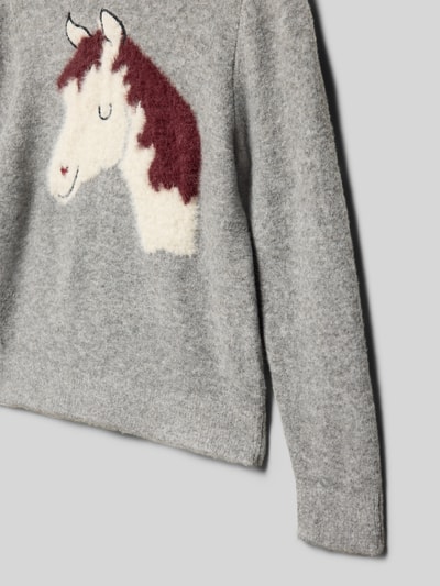 s.Oliver RED LABEL Sweter z dzianiny o kroju regular fit ze wstawką Średnioszary melanż 2