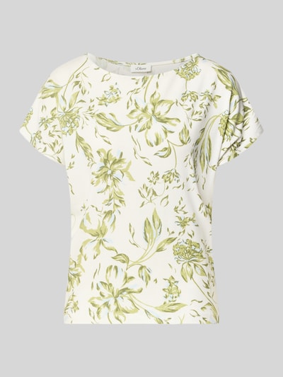 Produktfoto, Relaxed Fit T-Shirt aus weichem Viskose-Mix von s.Oliver RED LABEL in Optik:Allover-Muster mit Floral-Muster und U-Boot-Ausschnitt.