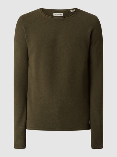 Jack & Jones Gebreide pullover met labelpatch, model 'HILL' Olijfgroen - 2