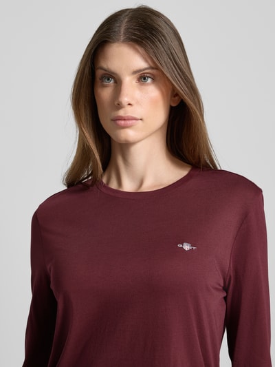 Gant Longsleeve mit Rundhalsausschnitt und Logo-Stitching Bordeaux 3