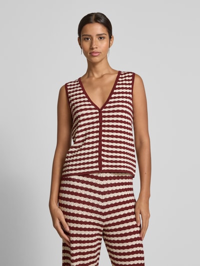 Jake*s Collection Strickweste mit Knopfleiste Bordeaux 4