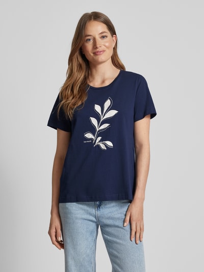 Tom Tailor T-shirt met motiefprint en -stitching Marineblauw - 4